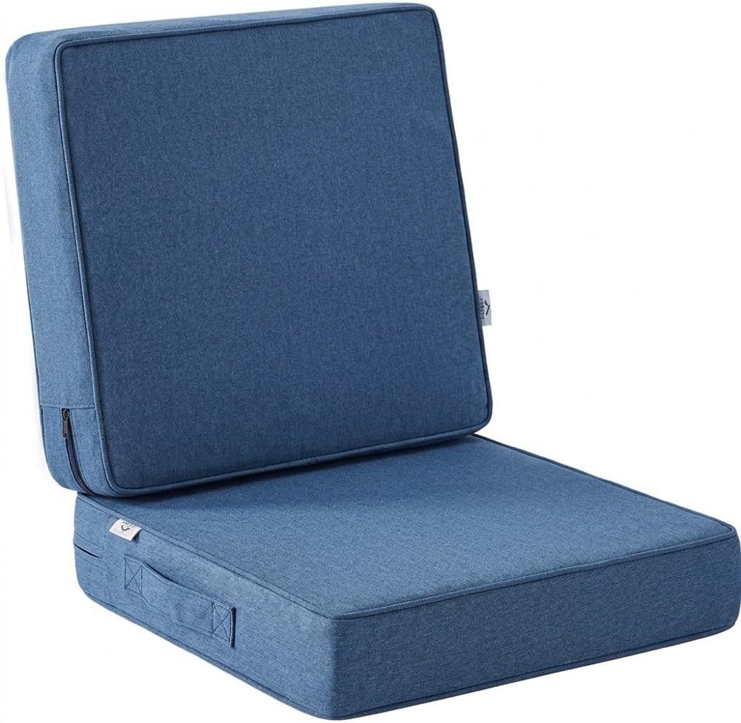 Outdoor Cushions, Outdoor Chair Cushions 24x24x4 Inch, Cushions for Outdoor Furniture with Removable Cover, Waterproof & Fade Resistant Outdoor Seat Cushions for Patio, Lawn, Denim Blue