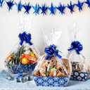 Marspark 18 Pcs 6 Set Hanukkah Bags for Gifts 8x10'' Chanukah Gift Menorahs Star Basket Boxes Empty to Fill with Gifts Blue Pull Bows Cellophane Wrapping Supplies for Hanukkah Party Favor Decorating