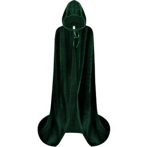 Spooktacular Creations Halloween Women Hooded Cloak, Long Hooded Black Cape Adult, Velvet Cloak Women for Halloween Party (Green)