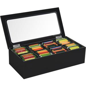 Tasybox Tea Bag Organizer, Acrylic Tea Box with Lid, Tea Packet Holder Storage Container for Home Decor