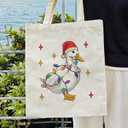 Dlzdn Christmas Goose Tote Bag Winter Reusable Shopping Grocery Bag Beach Bag Birthday Gifts for Women Teacher
