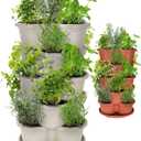 Amazing Creation Stackable Planter, Vertical Oasis Tiered Garden Planter, Grow Vegetables, Herbs, and Succulents with Ease (Off-white)