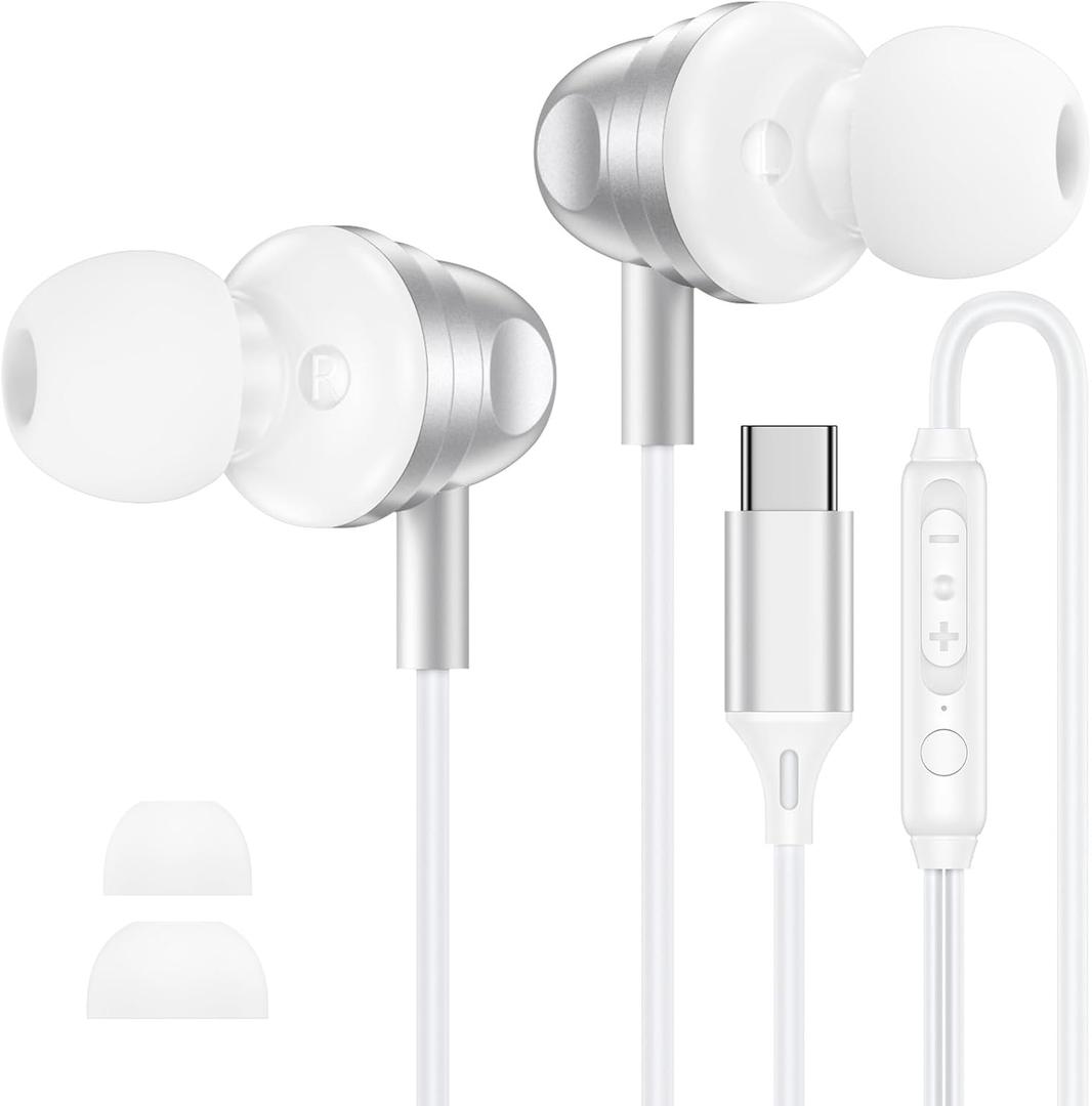 Wired Earbuds USB C In Ear Headphones for iPhone 17 Pro Max 17e 17Pro 17 Air iPhone 16 Pro Max 16 15 Plus 16e i Phone 17 Ear Buds Wired Headphones with Type C Plug Earphones Ear Phones with Microphone