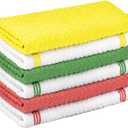 Nialnant 100% Cotton Dish Towels for Kitchen, Super Absorbent Tea Towels, Ultra Soft Hand Towels with Hanging Loop - 15x25, Green+Red+Yellow