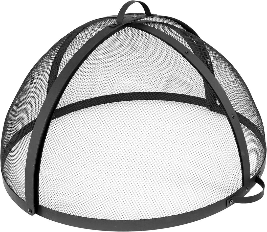 Sunnydaze Fire Pit Screen - Round Fire Pit Spark Screen - Heavy-Duty Steel Mesh Metal Cover with Handle - Fire Pit Screen Cover with Door - 24 Inch Diameter
