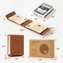 Travel Cribbage Board Game Set, Portable Unique Peg-Free Cribbage Board, Leather & Magnetic Rotating Wood Scoreboard with Playing Cards, Pocket Sized Tiny Card Game Board