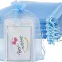 Jexila 100PCS Baby Blue Organza Bags 4''X6'' Small Mesh Bag Drawstring Jewelry Gift Bag for Baby Shower Birthday Party Favor Pouch Goodie Candy Bags