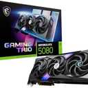 MSI GeForce RTX 5080 16G Gaming Trio OC Graphics Card - RTX 5080 GPU, 16GB GDDR7 (30Gbps/256-bit), PCIe 5.0 - TRI FROZR 4 (3 x STORMFORCE Fan), Gaming & Silent Mode, RGB - HDMI 2.1b, DisplayPort 2.1b