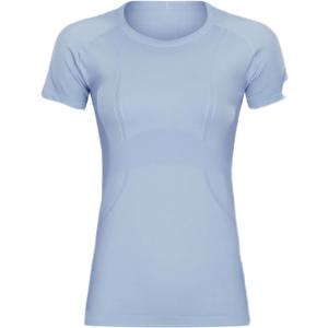 Womens Seamless Short Sleeve Workout Tee Featherlight Nylon Top for Gym Yoga Daily Wear (Blue)