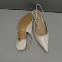 JENN ARDOR Slingback Heels for Women Low Heels Dress Shoes Kitten Pumps Dressy Heeled Sandals Wide Width Fashion Casual Shoes (9.5, Cream White/Pu)