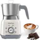 Milk Frother and Steamer, 6 in 1 Electric Foam Maker for Coffee, 16.9oz/500ml Milk Warmer for Latte, Macchiato, Cappuccino, Hot Chocolate Maker, Dishwasher Safe (White)