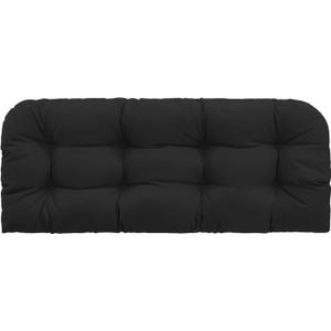 Outdoor Bench Cushion 41x19x4 Inch Loveseat Pad, Black | Tufted Seat Cushions with Ties for Patio Furniture Wicker Sofa Swing Settee, Waterproof Fade Resistant, Indoor Outside Use