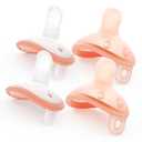 Garkoko 4-Pack Baby Pacifiers 0-6 Months, Breast-Like & Thumb Shape Soft Silicone Newborn Pacifier, Breathable & Easy to Clean, Mimics Breast Feel to Prevent Nipple Confusion, BPA-Free