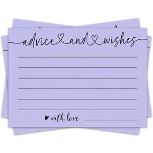 Advice and Wishes Cards, 30 Pieces 4x6 Inches Minimalist Bridal Shower Card, Wedding Advice Cards, Wedding Registry Ideas, Wedding Cards for Bride and Groom, Newlyweds, Bridal Shower-A18 (purple1)