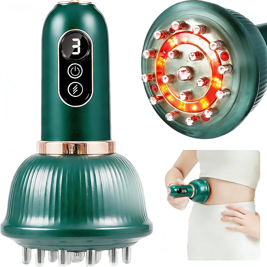 DiDEER Lymphatic Drainage Massager & Anti Cellulite Massage Tool, for Legs, Arms & Belly, Body,Helps Reduce Stretch Marks & Cellulite,With Microcurrent, Light Heat & Vibration - Body Sculpting Machine (Green)