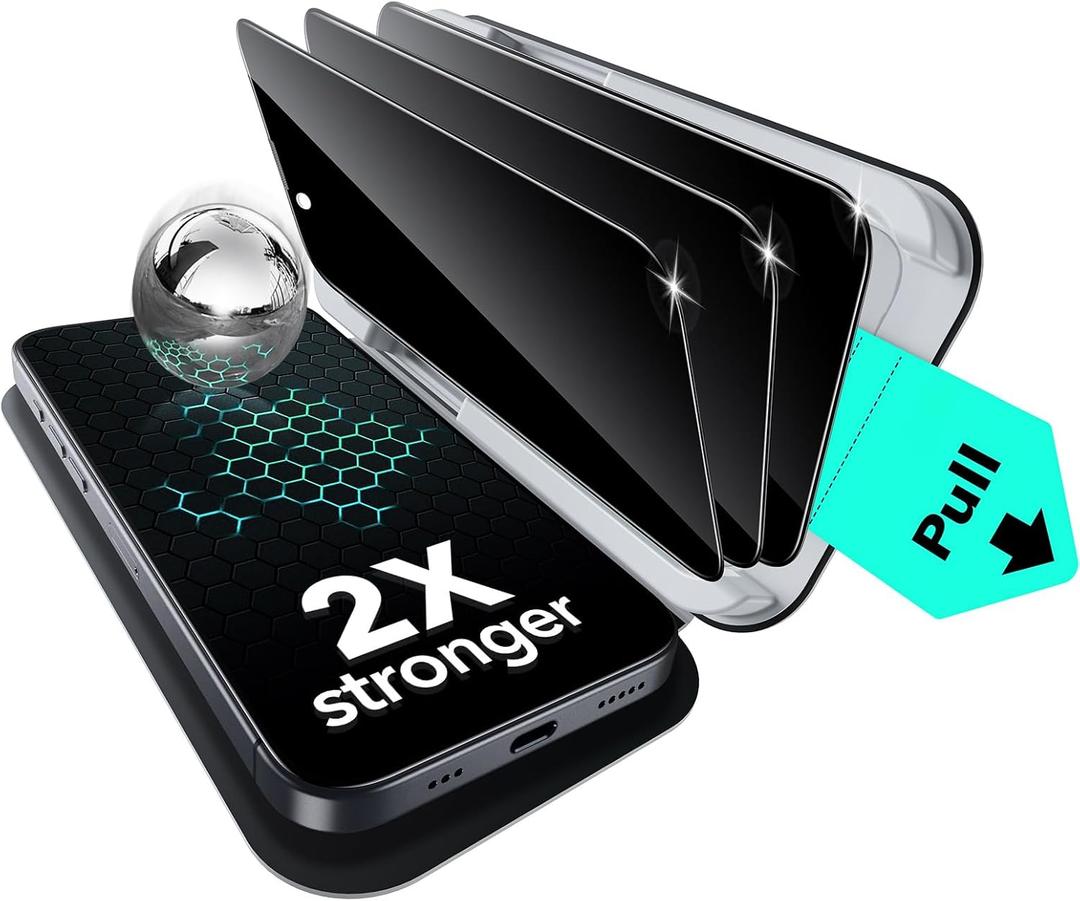 ESR 3 Pack for iPhone 17e/iPhone 16e/iPhone 14/iPhone 13/13 Pro Privacy Screen Protector, Military Grade Shatterproof, 9H Hardness, Anti-spy Tempered Glass with UltraFit Tray