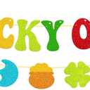 Lucky One Banner with Shamrocks, Pre-Strung St. Patricks Day Decorations - Good Luck Backdrop for 1st Birthday Party & Irish Baby Shower Decorations, Colorful Irish Party Wall Hanging