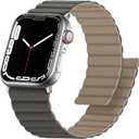 Anlinser Magnetic Bands Compatible with Apple Watch Band 49/46/45 44/42/41/40/38mm, Women Men Double Side Reversible Strap for iWatch Ultra 3-1 Series 11/10/9/8/7-1 SE(49/46/45/44/42,Gray/Coffee)