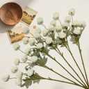 Artificial Flowers Faux Mums 6pcs, Long Stem Faux Flowers for Vase, Artificial Chrysanthemums Kiku Flower Fall Floral Stems for Table Centerpiece Home Decor, Baby Shower, Ivory White