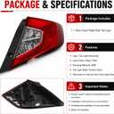 Nakkaa Outer Tail light Halogen W/O Bulbs Compatible with Civic Sedan 2016-2020 Right Side Tail Lamp HO2805110 33500-TBA-A01