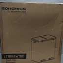 SONGMICS Trash Can, 2 x 8 Gallon (2 x 30 L) Garbage Can for Kitchen, with 15 Trash Bags, 2 Compartments, Plastic Inner Buckets and Hinged Lids, Airtight, White and Gray ULTB60WT