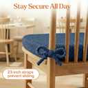 2 Pack Navy Blue Chair Cushions with Ties Removable Covers, D-Shape Dining Kitchen Chair Seat Pads Non Slip 17"x16"