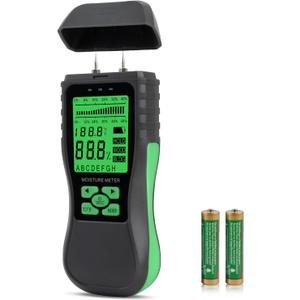 Digital Wood Moisture Meter, Packing Materials Moisture Detector, Building Materials Humidity Tester, Pin Type Moisture Meter for Wall Masonry Concrete Cardboard Paper Firewood