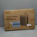 Sufdari 90L Laundry Basket with Wheels, Rolling Laundry Hamper with Lid and Handles, Plastic Rattan Clothes Organizer, Dirty Clothes Basket for Laundry Room, Bedroom, Dormitory Storage (White and Grey)