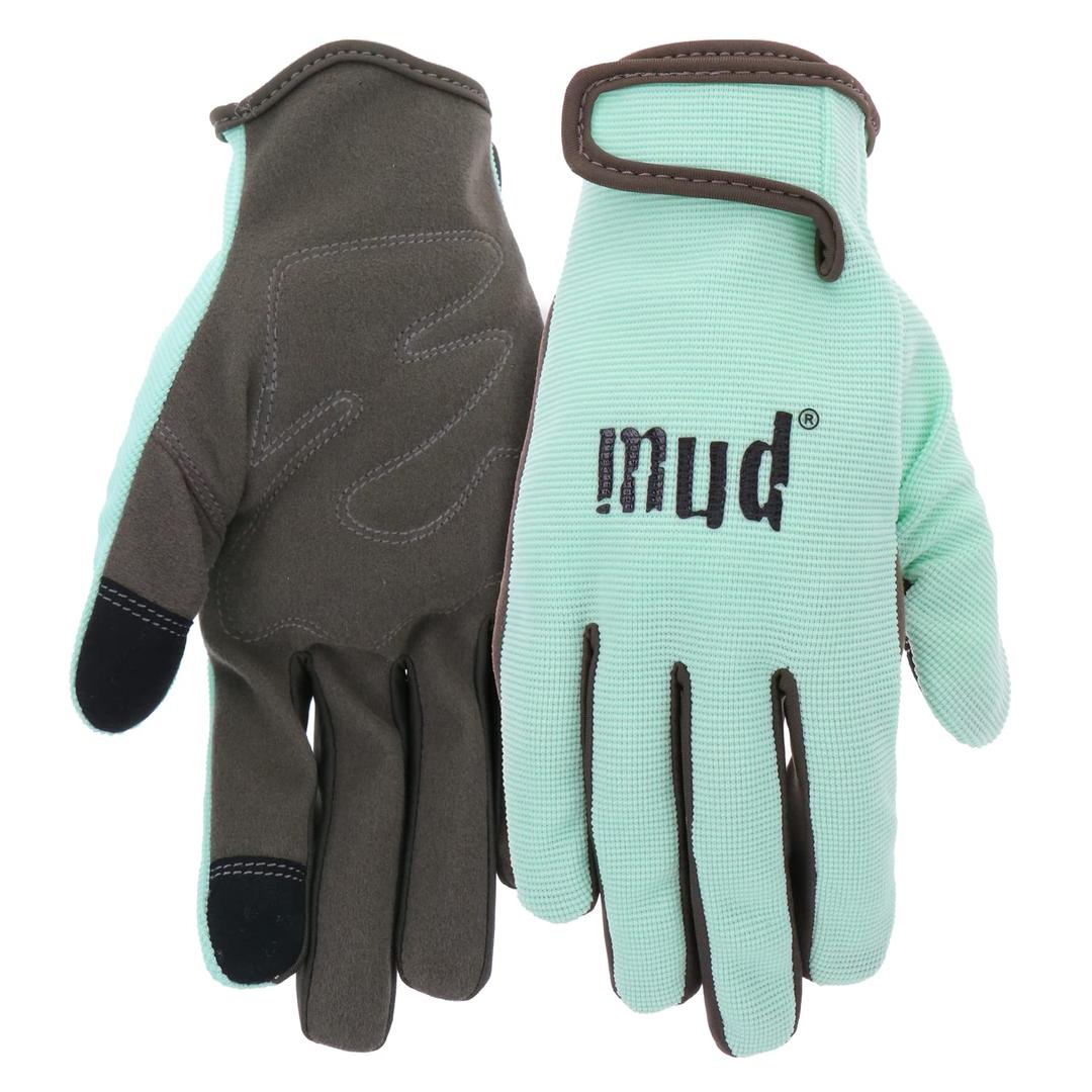 MUD Everyday Women's Synthetic Leather Palm Garden Gloves, Touchscreen Capable, Abrasion Resistant, Hook and Loop Closure, Yellow, Medium/Large (MD51001MT-WML)