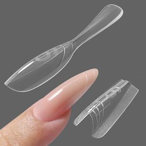 YOKEFELLOW Original Sandwich Nails Dual Forms - 240Pcs Nail Mold for Quick Nails Extension, No Paper Forms Needed, 15 Sizes Plastic Form, Salon Nail Art Tools(W558-Almond)