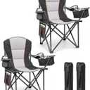 HOPERAN Camping Chair 500lb Folding Lawn Chair for Outside, Balck, 2 Pack, Oversized