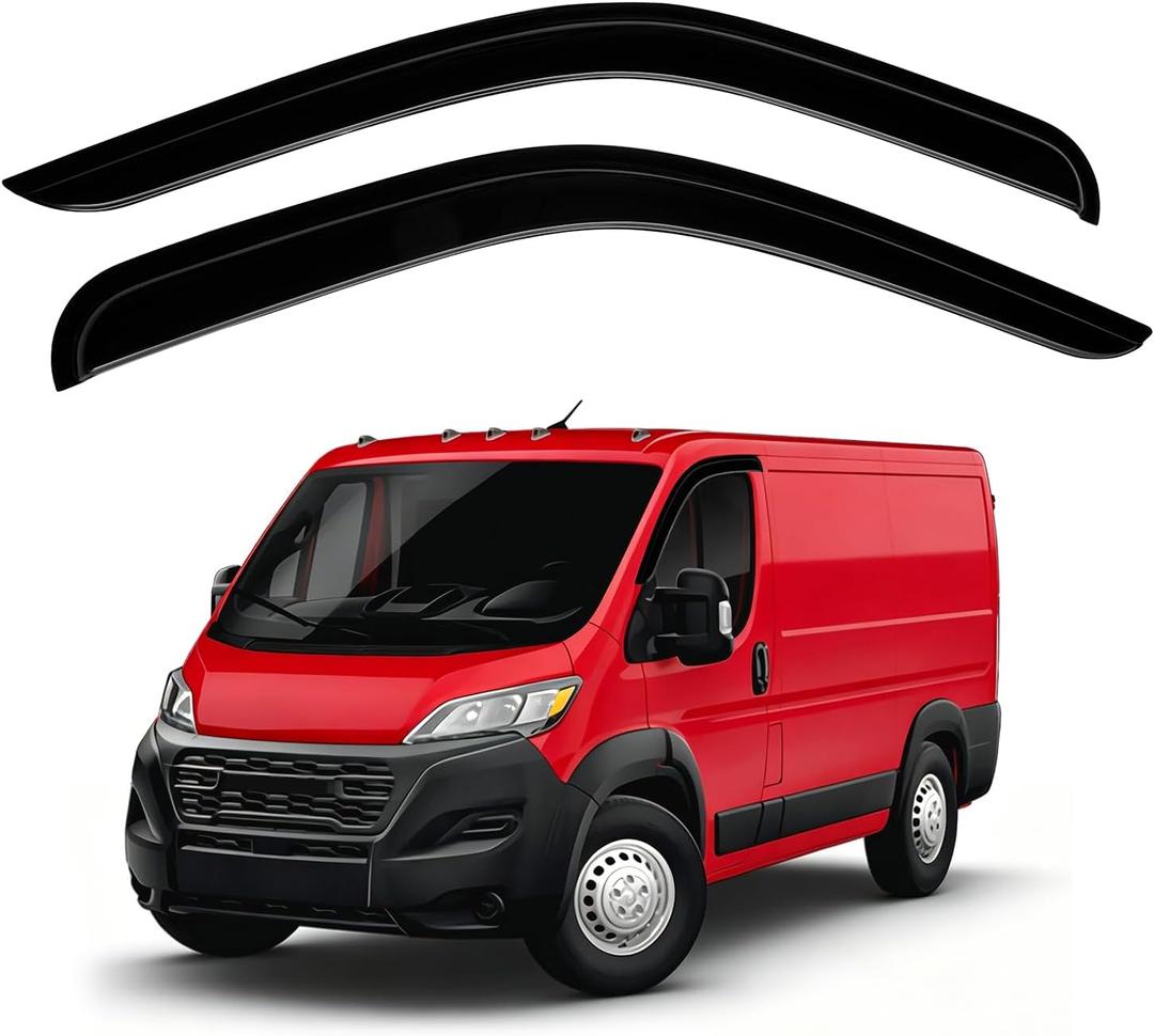 Canvcle ProMaster Rain Guards - Window Visors for Ram ProMaster 2014-2025 2026, Outside-Mount Tape-On Side Window Wind Deflectors for ProMaster Accessories, Vent Visors Shades Rainproof 2PCS Black