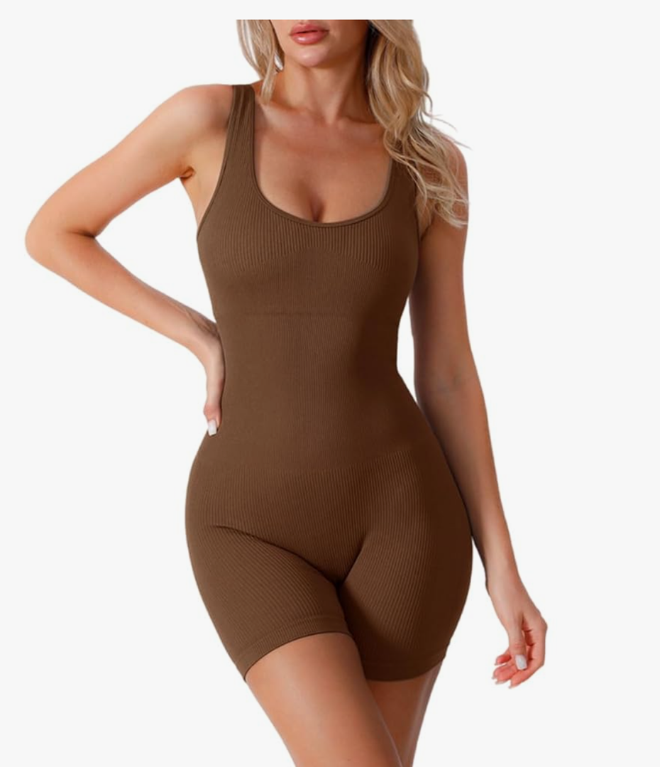 Bodysuit For Women Sleeveless Knit Waist Trainer Belly Fat Mid Length Formal Body Shaper Tummy Control M