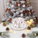 Janinka 12 Pcs Bows Christmas Ball Ornaments for Tree 2.36 Inch Brown Bows Ball Hanging Decorations Coquette Christmas Tree Pendants with Rope for Xmas Holiday Home Party Decoration