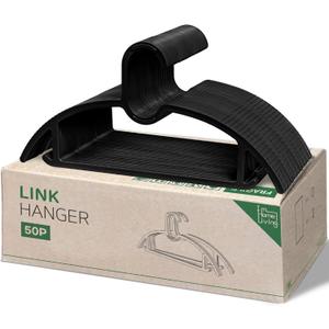 Compact Interlocking Hangers  15in (38cm) Slimline Space-Saving Hangers  Perfect for Light Clothing, Small Sizes, Dorms, Apartments & Travel (Black, 50)