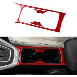 Real Carbon Fiber Gear Shift Cup Holder Frame Covers - for Ford Focus SE 2015 2016 2017 2018 Carbon Fiber Accessories, Durable Anti-Scratch Protective Accessories (Red)