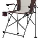 EVER ADVANCED Tall Camping Folding Chair 31", Portable Directors Chair, Bar Height Camping Chair with Carry Bag and Footrest, Armrest, Heavy Duty Supports 300 Lbs Red