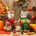 Namalu 2 Pack Fox Sisal Christmas Tabletop Decoration Sisal Figurine Christmas Table Centerpiece Decor Cute Handmade Woodland Animal Statue for Harvest Home Office Indoor Shelf Decor