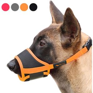 HEELE Dog Muzzle,Soft Nylon Muzzle Anti Biting Barking Chewing,Air Mesh Breathable Drinkable Adjustable Loop Pets Muzzle for Small Medium Large Dogs 4 Colors 4 Sizes XL (Orange)