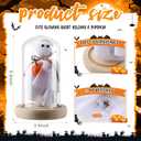 Tuanse Halloween Decorations Indoor, Light up Ghost in Dome Cloche for Table, Halloween Ghost Decor Light with Pumpkin and Wood Base for Mantel Tabletop Shelf, Cute Room Holiday Decoration