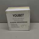 YOUBET 125Pcs Pink Plastic Plates with Gold Rim - Scalloped Plastic Plates Set Includes 25 Dinner, 25 Dessert Plate, 75 Gold Silverware for 25Geusts for Wedding Birthday Baby Shower Mothers Day