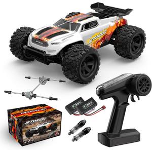 Jetwood 1:18 RC Car 36+ KPH, Fast Remote Control Monster Truck with 2 Batteries, 4WD Adult RC Truck Ready-to-Run for Beginners, All Terrain Off-Road RC Buggy, JC18W