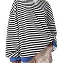 ANRABESS Women Striped Oversized Sweatshirt Crewneck Long Sleeve Shirts Hoodies 2025 Summer Fashion Pullover Top Y2K Outfits Black White Small