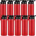 Chengu 10 Pcs 25oz Reusable Aluminum Water Bottle Bulk Lightweight Outdoor Sports Water Bottles Easy Carry Leak Proof for Travel Gym Camping Hiking Fishing, Snap Lid (Red)