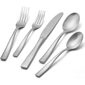 KINGSTONE 30-Piece Silverware Set for 6, Matte Stainless Steel Flatware Set with Forks, Knives, Spoons, Dishwasher Safe, Rust Resistant Cutlery for Home & Wedding