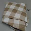 Smiry Round Picnic Tablecloth, Elastic Waterproof Fitted Vinyl Tablecloths for 36"-44" Tables, Flannel Backed Buffalo Plaid Table Cover for Dining, Camping, Outdoor, White and Khaki
