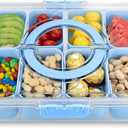 Divided Serving Tray with Lid and Handle,8 Compartments Snacks Box,Snack Fruit Veggie Tray,Portable Platter for Candy Fruits Nuts Snack Party Entertaining Picnic (Blue)