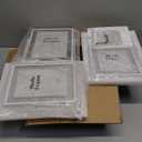 AceList Set of 3 Glass White Photo Frame Collection Simple Metal Geometric Picture Frame with Glass Cover Includes 4 x 4, 4 x 6, 5 x 7