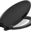 KOHLER 4636-RL-7 Cachet ReadyLatch Elongated Toilet Seat Slow Close, Soft Close Toilet Seat Quiet Lid, Contoured Grip-Tight Bumpers Installation Hardware, Apartment Essentials, Black