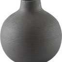 Ceramic Flower Vase, Minimalist Modern Home Decoration, Small-Mouthed Black Matte Vase for Decor, Table, Shelf Bookshelf Decorative, Mantel, Entryway Decor and Centerpieces (Black)